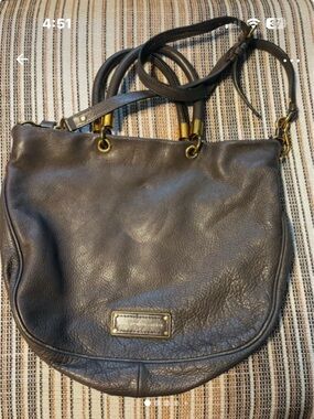 Marc Jacobs Dark Brown Leather Shoulder Bag with Gold Hardware
